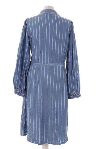 Sukienka szmizjerka w paski denim - Niebieska  100% lyocell