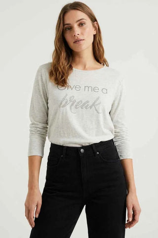 Szara bluzka z dlugim rekawem 'Give me a break'