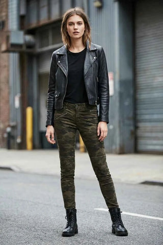 Damskie Spodnie Skinny Moro Zara Biker