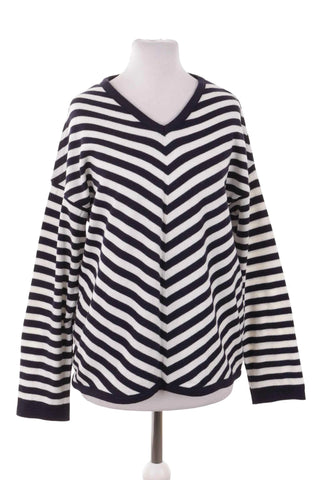 Sweter damski w paski z dekoltem V