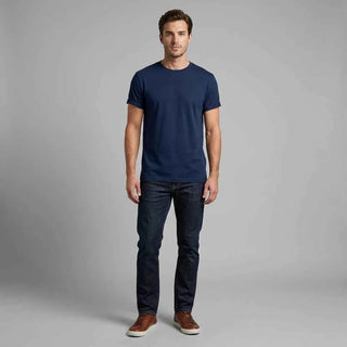 Men's Premium Navy Blue Crew Neck T-Shirt