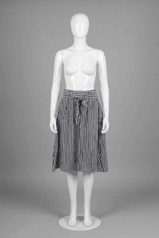 Spódnica midi w paski  - Granatowo-biała  30% lyocell