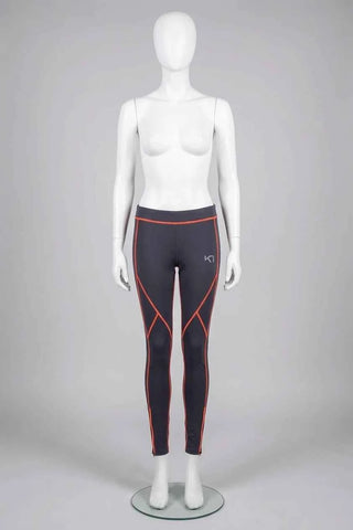 Legginsy Sportowe Kari Traa Szare z Pomarańczowym