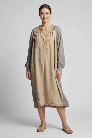Sukienka midi oversize - Beżowo-szara