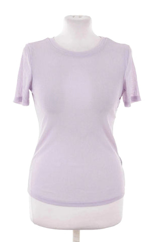 T-shirt prążkowany dzianinowy - Fioletowy