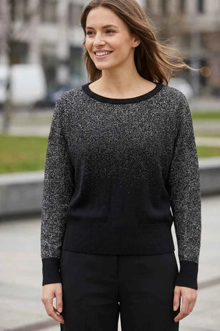 Sweter z metaliczną nitką i połyskiem - Czarno-srebrny