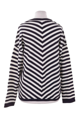 Sweter damski w paski z dekoltem V
