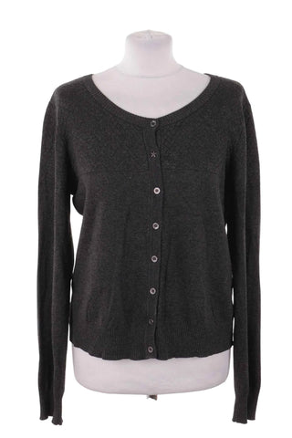 Sweter damski rozpinany z dzianiny - Szary