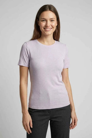 T-shirt prążkowany dzianinowy - Fioletowy