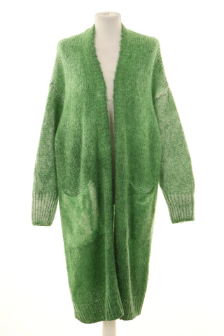 Grüner Cardigan 37% Mohair, 16% Wolle