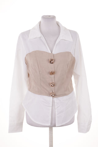 Weiß-beige Bluse