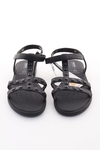 Schwarze Ledersandalen