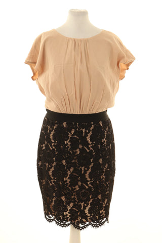 Kleid beige-schwarz