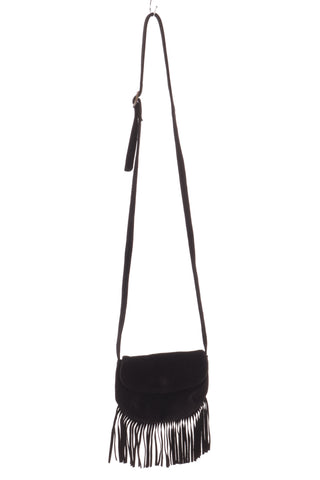 Schwarze Wildlederhandtasche