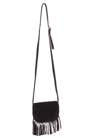 Schwarze Wildlederhandtasche