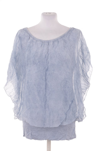 Blaue Bluse, 30 % Seide