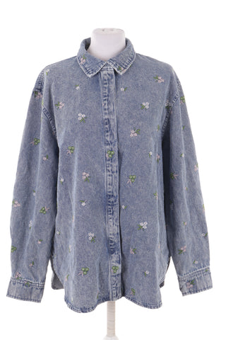 Bluse aus besticktem Denim