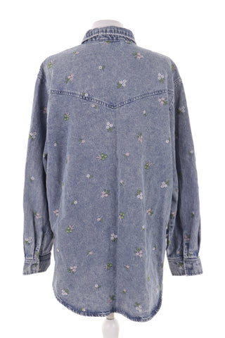 Bluse aus besticktem Denim