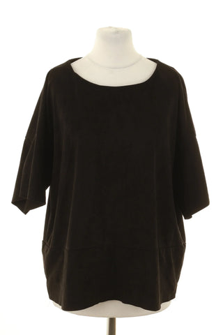 Schwarze Bluse im Wildleder-Look