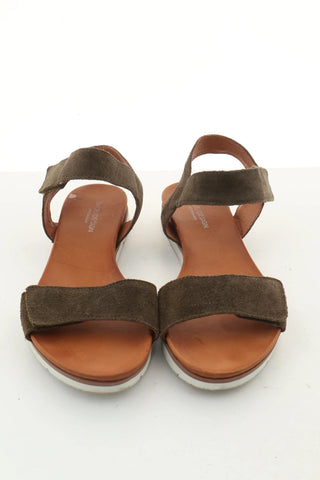 Grüne Ledersandalen