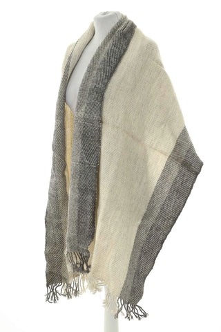 Beige-grauer Schal 100% Wolle