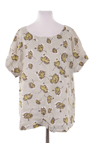 Bluse Blumen 100% Leinen