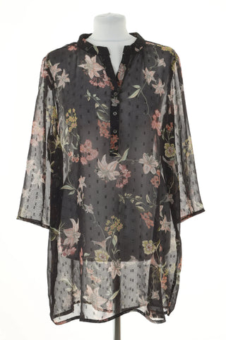 Schwarze Tunika mit Blumenmuster