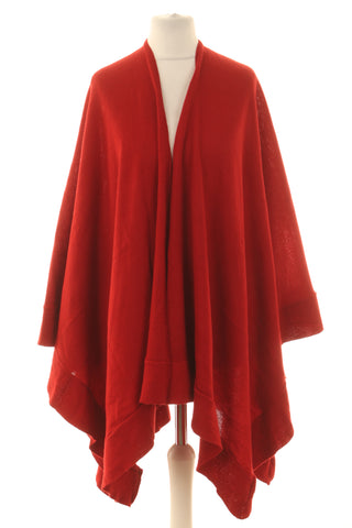 Rotes Poncho 50% Wolle
