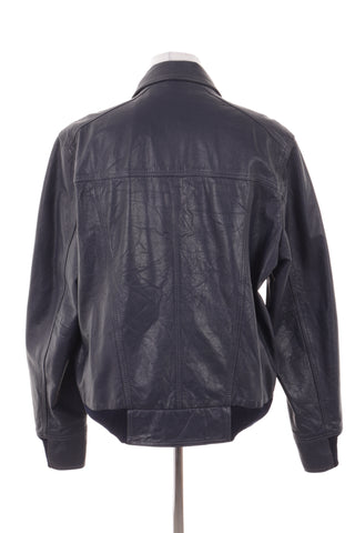 Dunkelblaue Jacke aus 100 % Leder
