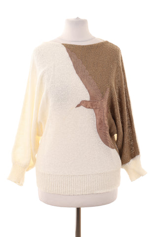 Beige-weißer Pullover