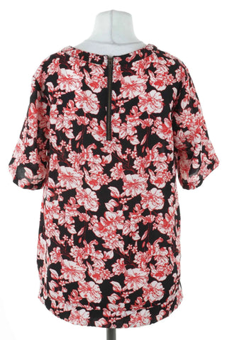 Schwarzes Blusentop mit Blumenmuster
