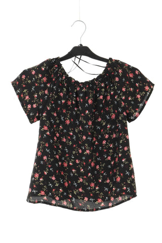 Schwarzes Blusentop mit Blumenmuster