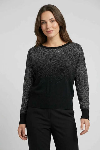 Sweter z metaliczną nitką i połyskiem - Czarno-srebrny
