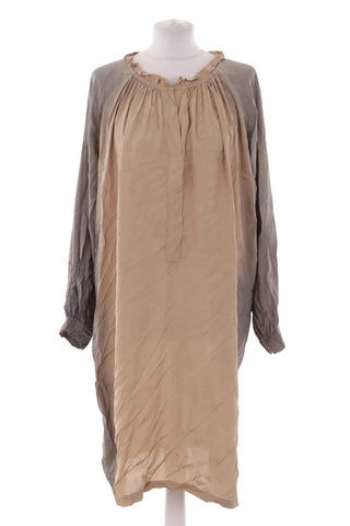 Sukienka midi oversize - Beżowo-szara