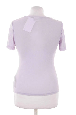 T-shirt prążkowany dzianinowy - Fioletowy